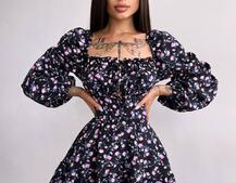 Квіткова сукня на ґудзиках з воланами Квіткова сукня на ґудзиках з воланами | PUSHKA SHOP