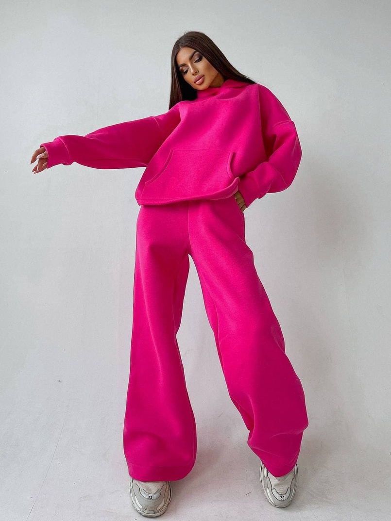 Тёплый костюм с расклешенными брюками   | PUSHKA SHOP