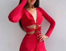 Трикотажна сукня з присбореною спідницею | PUSHKA SHOP