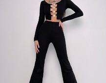 Комплект : штани кльош і топ , декорований метеликами Комплект : штани кльош і топ , декорований метеликами | PUSHKA SHOP