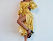 Сукня -міді зі шнурівкою на спинці та розрізом на ніжці Сукня -міді зі шнурівкою на спинці та розрізом на ніжці | PUSHKA SHOP