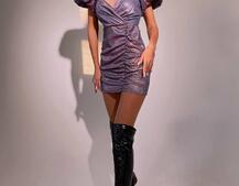 Блестящее платье с объемными рукавами Блестящее платье с объемными рукавами | PUSHKA SHOP