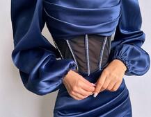 Комплект: корсет, декорований стразами   + спідниця міні з драпіруванням  | PUSHKA SHOP