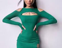 Трикотажне плаття по фігурі зі шнурівкою на ніжці | PUSHKA SHOP