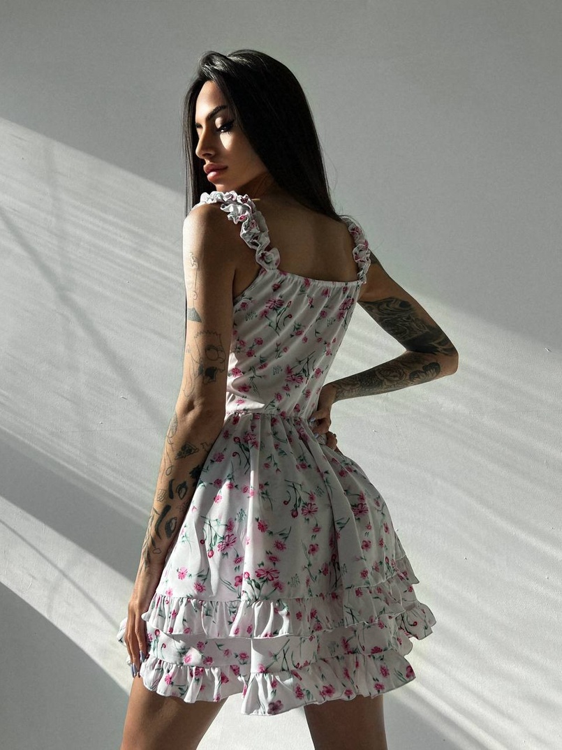 Платье с корсетным верхом и оборками на юбочке | PUSHKA SHOP