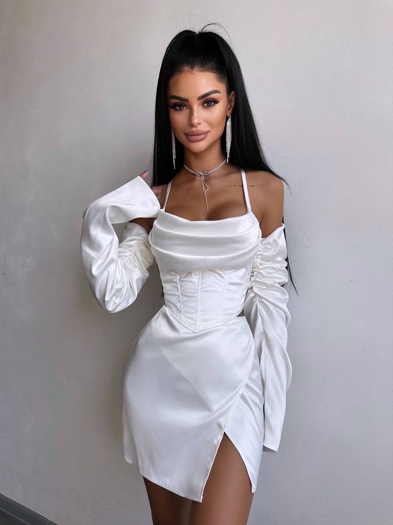 Комплект: корсет з рукавами    + спідниця міні з драпіруванням   | PUSHKA SHOP