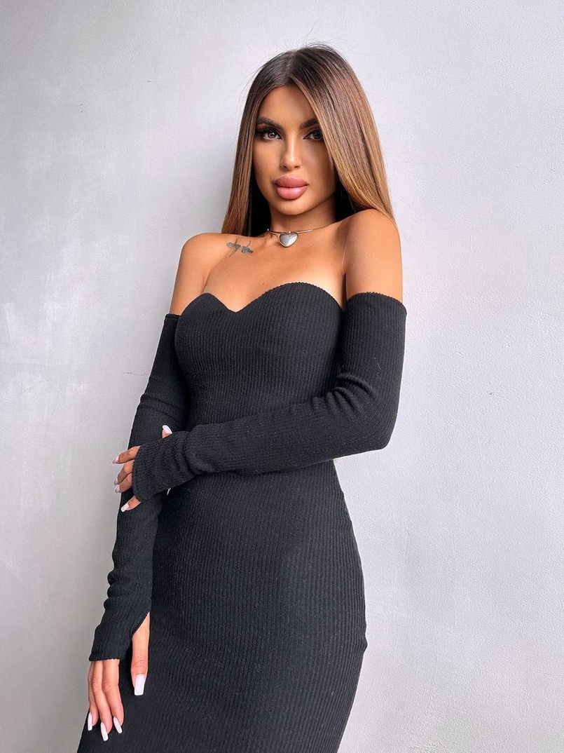 Трикотажна сукня міді  з чашечками  | PUSHKA SHOP