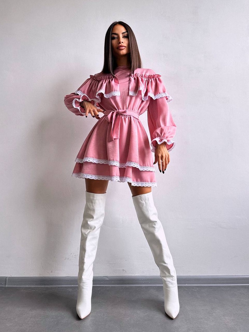 Сукня декорована мереживом | PUSHKA SHOP