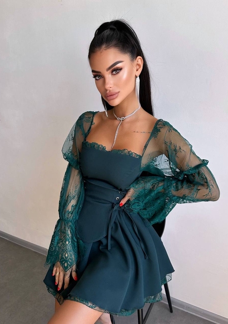 Сукня з корсетом декорована мереживом  Сукня з корсетом декорована мереживом  | PUSHKA SHOP