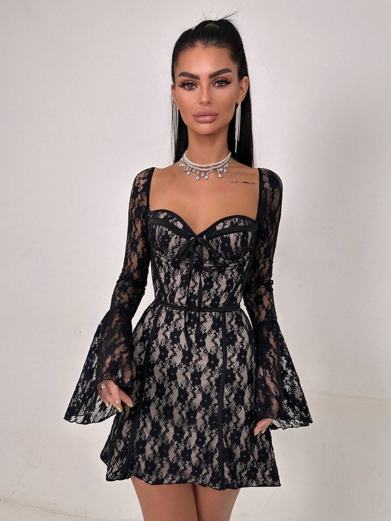 Мереживна сукня міні з чашечками    | PUSHKA SHOP