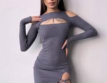 Трикотажне плаття по фігурі зі шнурівкою на ніжці | PUSHKA SHOP