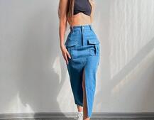 Комплект: джинсова спідниця  + топ з філіжанками  Комплект: джинсова спідниця  + топ з філіжанками  | PUSHKA SHOP