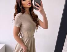 Сукня-міні  з елементами корсету  та спідницею солнцем | PUSHKA SHOP