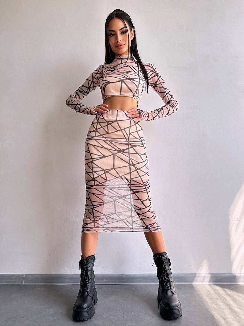 Комплект: топ + спідниця міді   Комплект: топ + спідниця міді   | PUSHKA SHOP