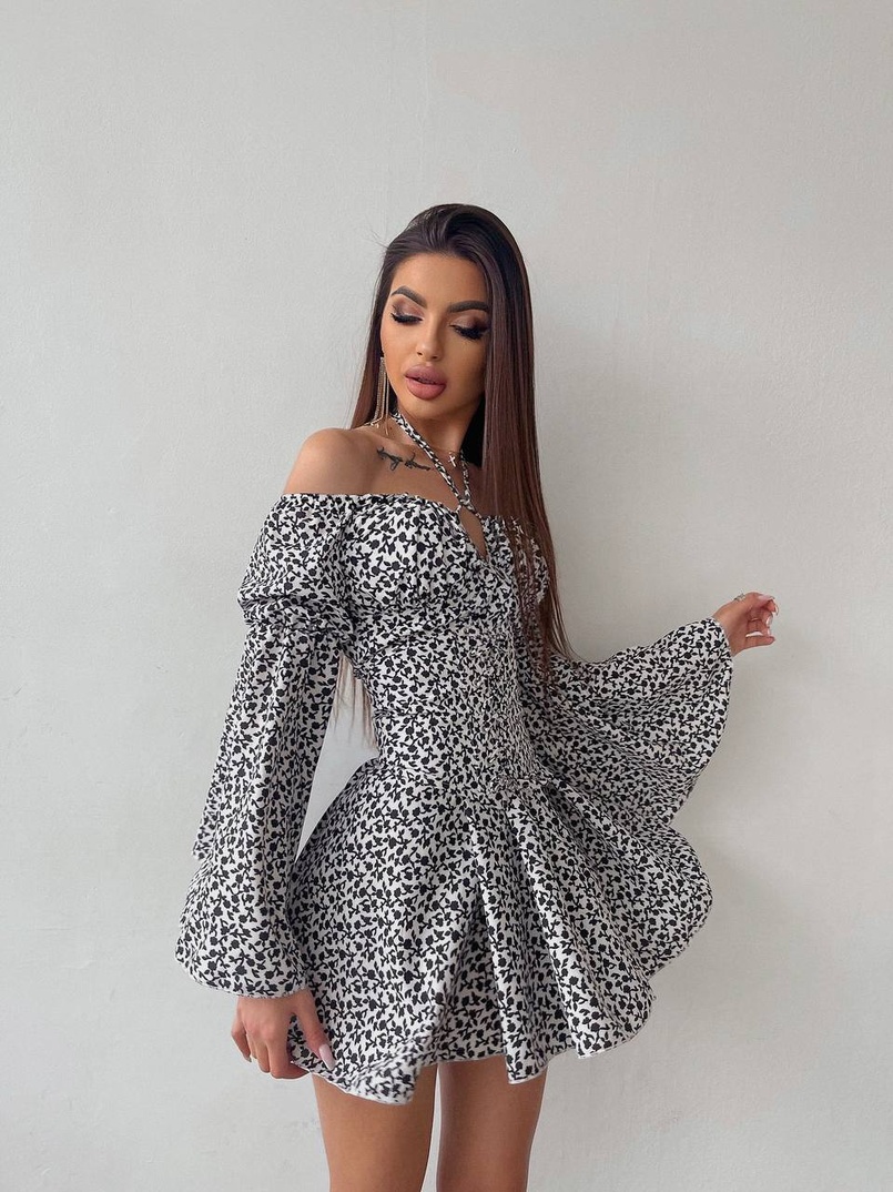 Комплект: платье с расклешенными рукавами + корсет  | PUSHKA SHOP