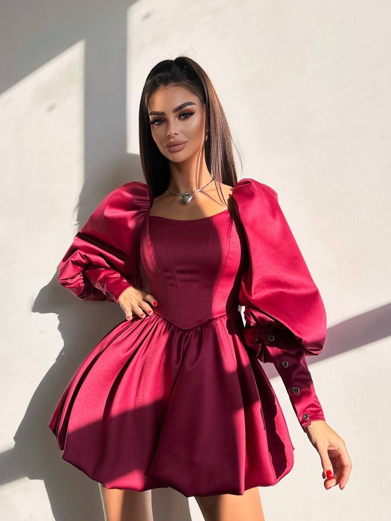 Сукня з обʼємними рукавами та спідницею балоном  | PUSHKA SHOP