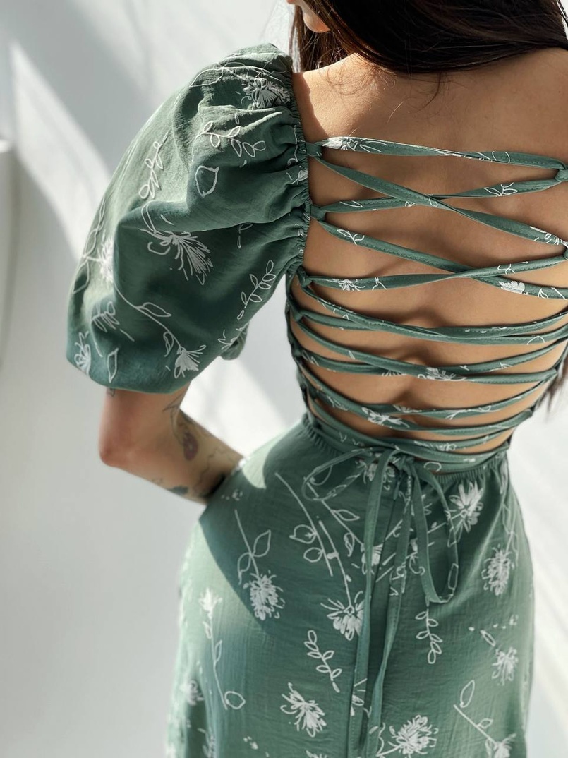 Платье миди со шнуровкой на спинке  Платье миди со шнуровкой на спинке  | PUSHKA SHOP