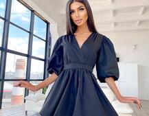 Воздушное коттоновое платье с пышной юбкой и объемными рукавами  | PUSHKA SHOP