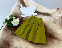 Юбка мини в складку цвета хаки  Юбка мини в складку цвета хаки  | PUSHKA SHOP