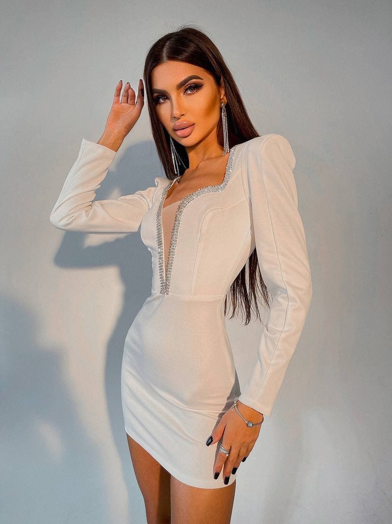 Платье,декорированное стразами   | PUSHKA SHOP