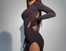 Сукня з розрізом, декорована бахромою зі страз | PUSHKA SHOP