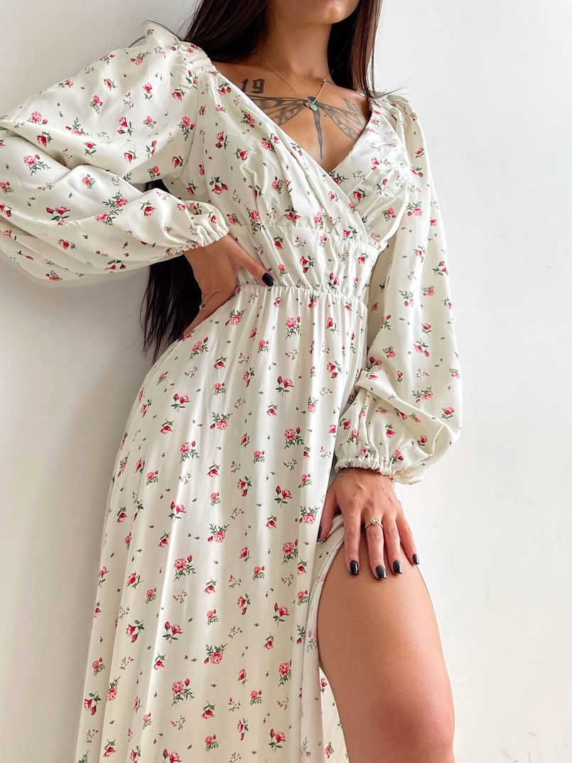 Квіткова сукня з розрізом на спідниці Квіткова сукня з розрізом на спідниці | PUSHKA SHOP