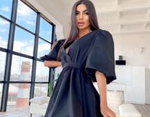 Воздушное коттоновое платье с пышной юбкой и объемными рукавами  | PUSHKA SHOP