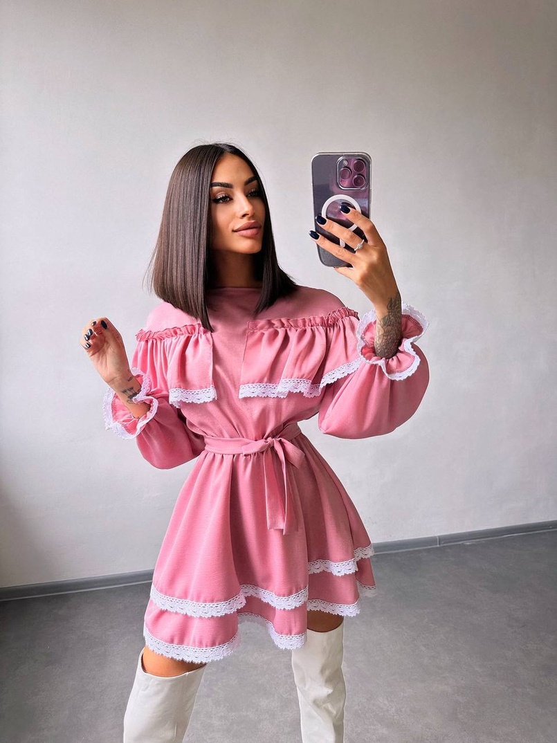 Сукня декорована мереживом | PUSHKA SHOP