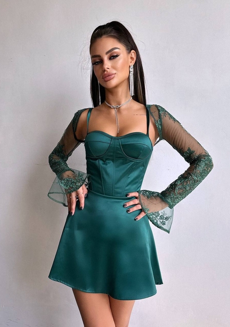 Атласна корсетна сукня-бюстьє + мереживне болеро | PUSHKA SHOP