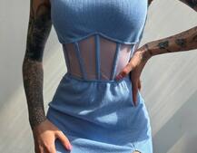 Сукня-міді  з елементами корсету   | PUSHKA SHOP