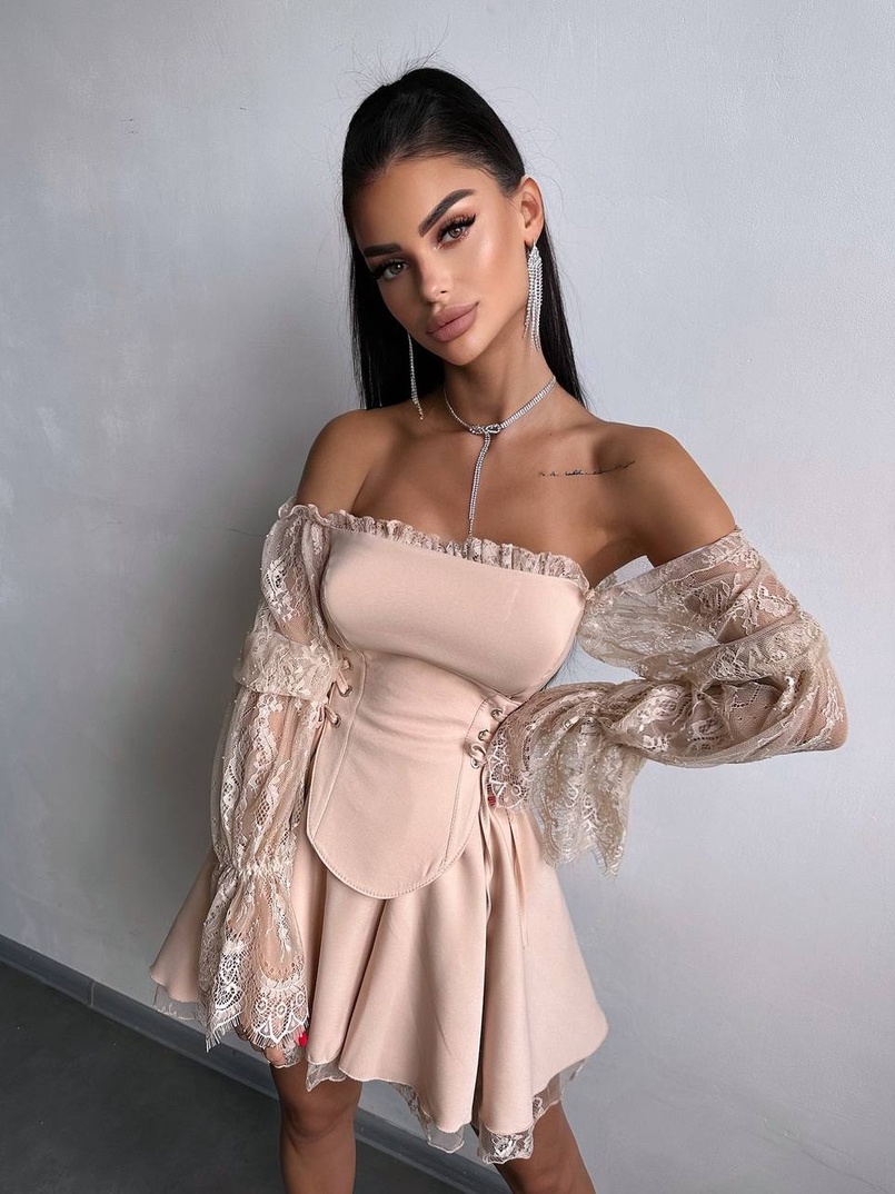Сукня з корсетом декорована мереживом  | PUSHKA SHOP
