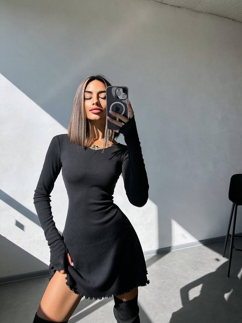 Трикотажна сукня міні  зі шнурівкою на спинці    | PUSHKA SHOP