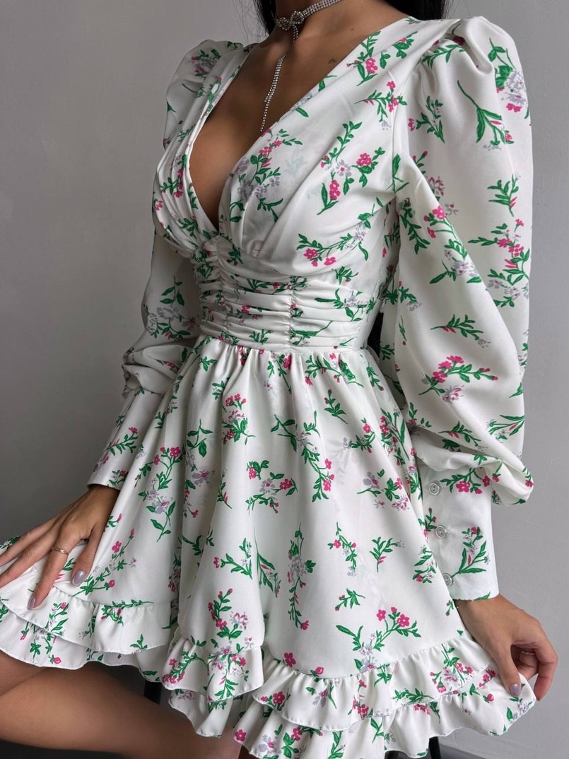 Сукня міні з пишною спідницею та драпіруванням на талії | PUSHKA SHOP