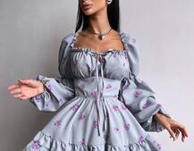 Сукня з квітковим принтом з воланами на ґудзиках  Сукня з квітковим принтом з воланами на ґудзиках  | PUSHKA SHOP