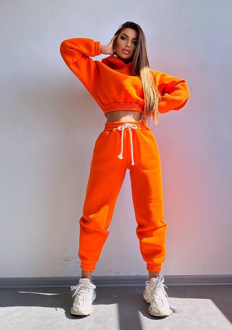 Базовий костюм на флісі з об'ємними капюшоном | PUSHKA SHOP