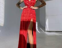 Блестящее платье-макси с разрезом Блестящее платье-макси с разрезом | PUSHKA SHOP