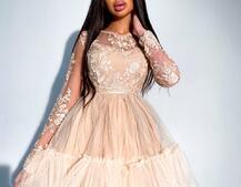 Платье с кружевным верхом и пышной фатиновой юбкой Платье с кружевным верхом и пышной фатиновой юбкой | PUSHKA SHOP