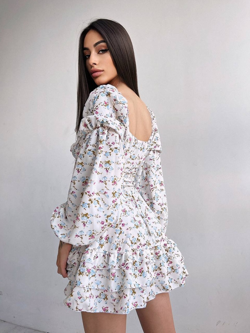 Квіткова сукня на ґудзиках з воланами Квіткова сукня на ґудзиках з воланами | PUSHKA SHOP
