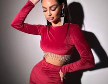 Оксамитовий комплект, декорований бахромою зі страз | PUSHKA SHOP