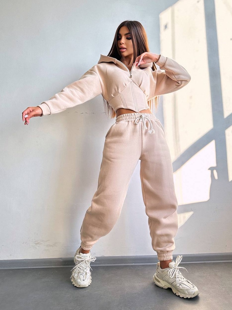 Комплект на флісі : худі з елементами корсету + штани  | PUSHKA SHOP