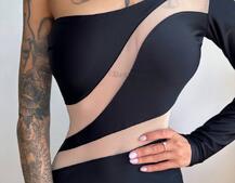 Сукня міді  із вставками сітки  | PUSHKA SHOP