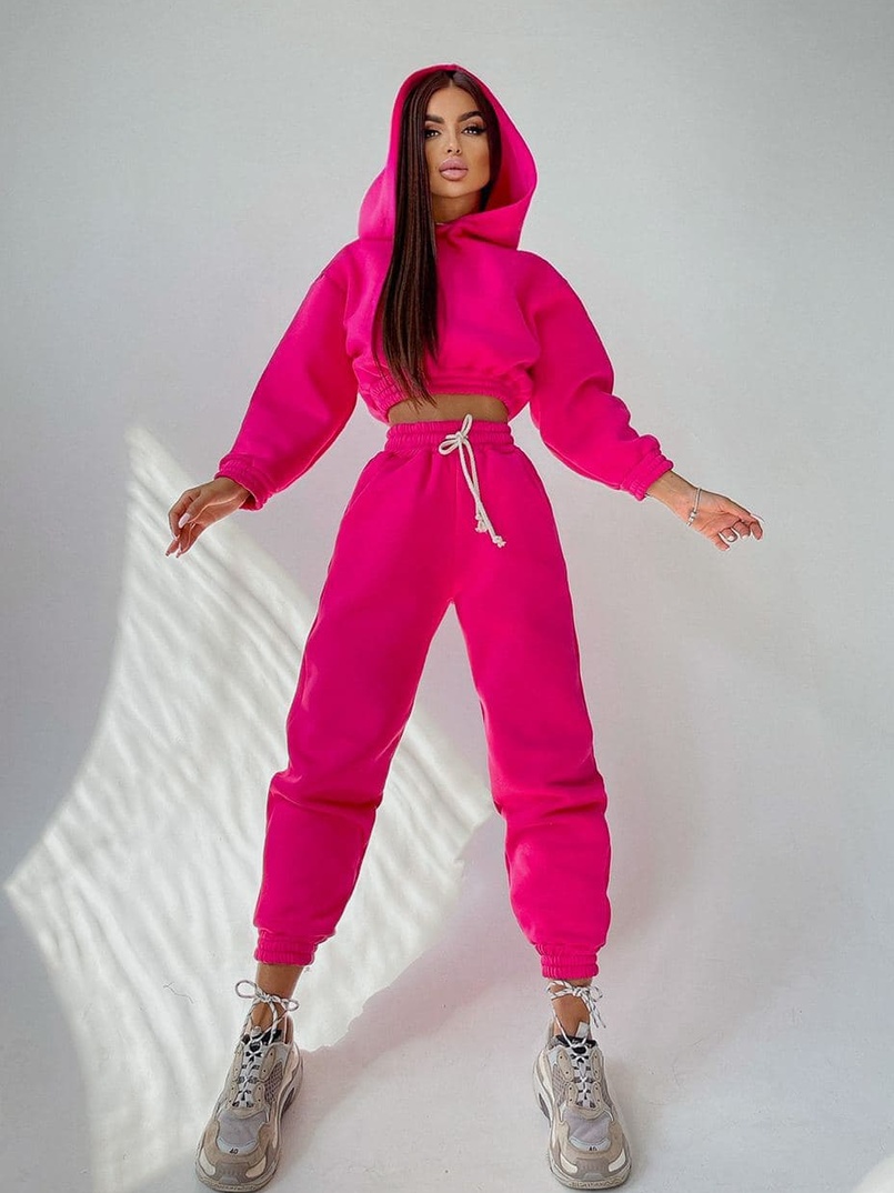 Тёплый базовый костюм на флисе с объемными капюшоном  Тёплый базовый костюм на флисе с объемными капюшоном  | PUSHKA SHOP