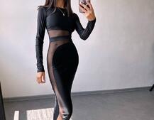 Сукня міді  із вставками сітки  | PUSHKA SHOP