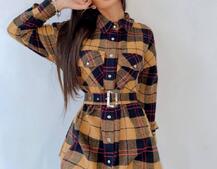 Кашемировое платье-рубашка в клетку | PUSHKA SHOP