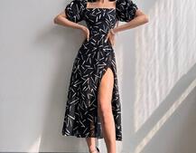 Сукня -міді зі шнурівкою на спинці та розрізом на ніжці | PUSHKA SHOP