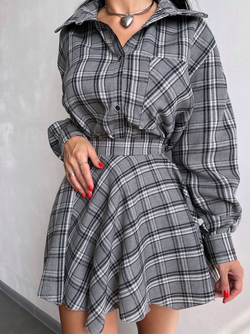 Комплект: сорочка + спідниця у клітинку Комплект: сорочка + спідниця у клітинку | PUSHKA SHOP