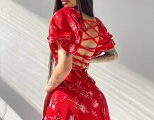 Платье миди со шнуровкой на спинке  Платье миди со шнуровкой на спинке  | PUSHKA SHOP