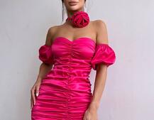 Сукня - міні з драпіруванням та трояндою-чокером | PUSHKA SHOP