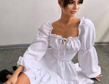 Сукня з воланами та шнурівкою  по спинці | PUSHKA SHOP