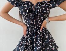 Платье мини с корсетной вставкой на талии с косточками Платье мини с корсетной вставкой на талии с косточками | PUSHKA SHOP